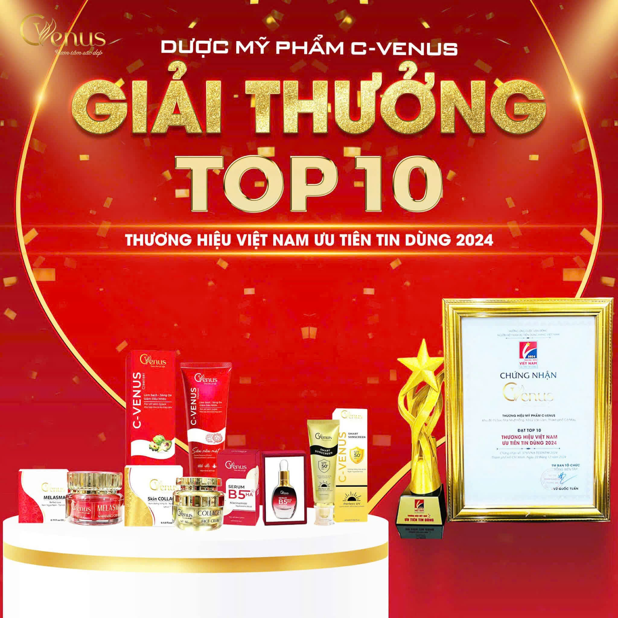 C-Venus - Giải thưởng Top 10 Thương hiệu Việt Nam ưu tiên tin dùng 2024